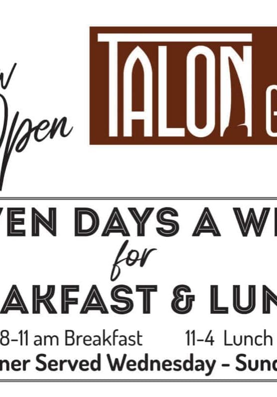 Open Seven Days a week for Breakfast and Lunch